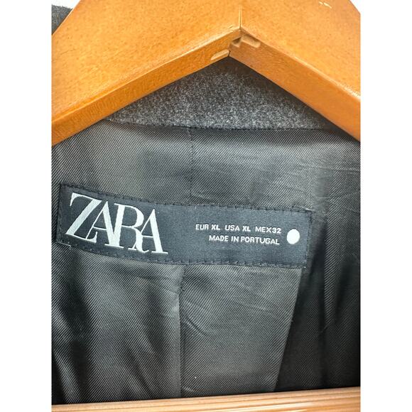 Zara Womens Long Wool Coat Size XL Gray Minimalist Old Money Academia Office NEW - Picture 4 of 11